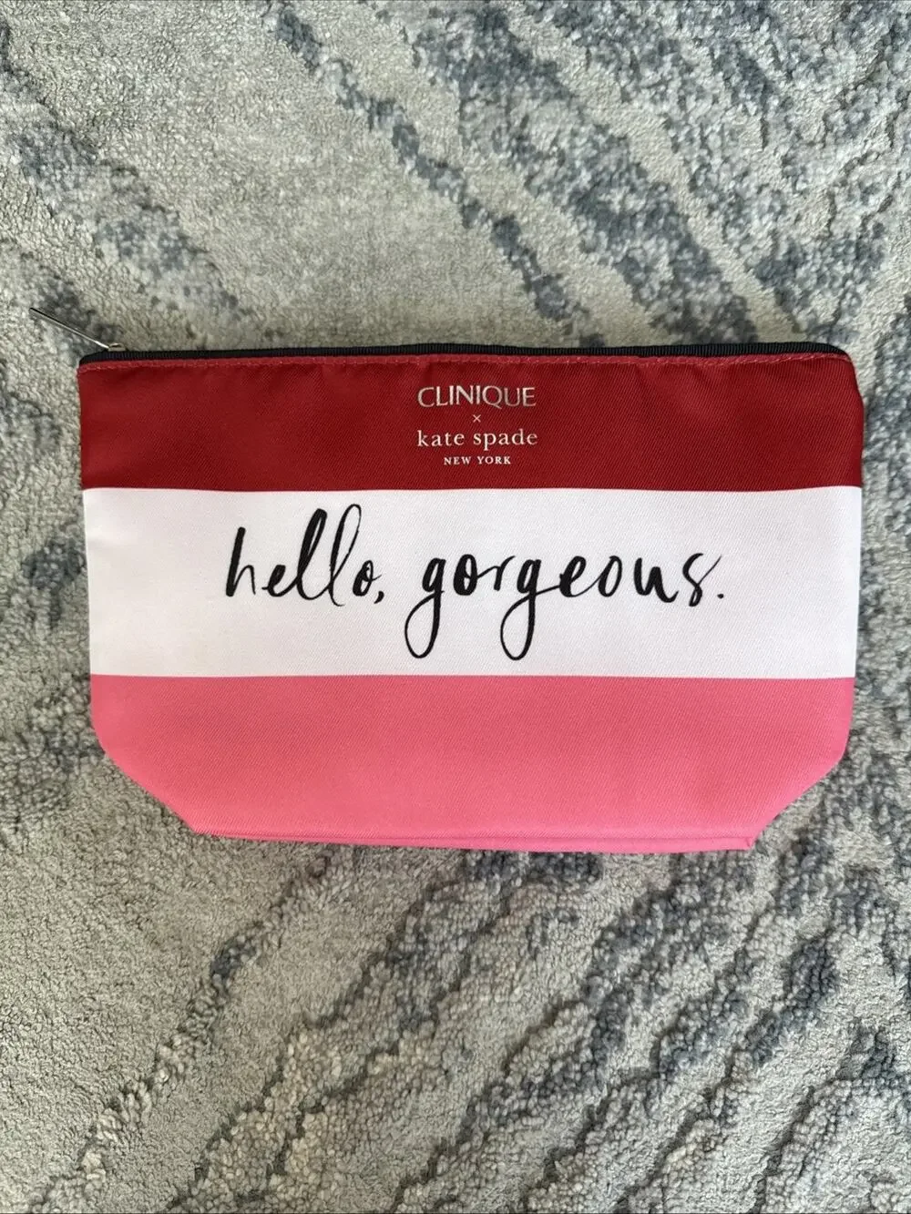 Clinique x Kate Spade Hello Gorgeous Striped Cosmetic Makeup Bag